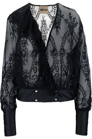 ANIYE BY Bluser & Skjorter, Dame, Sort, S, Bomuld, Blouse med blomsterbroderi og knapper