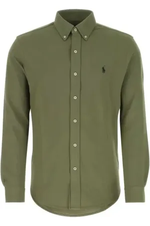 Ralph Lauren Skjorte, Herre, Grøn, M, Bomuld, Let grøn skjorte
