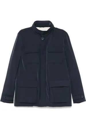 HERNO Jakke, Herre, Blå, M, Polyester, Polyester Lynlås Front Skjortejakke