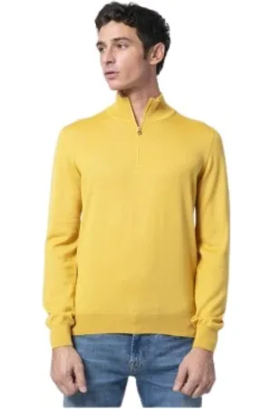 Gran Sasso Strik, Herre, Gul, L, Uld, Sennepsgul rullekrave sweater
