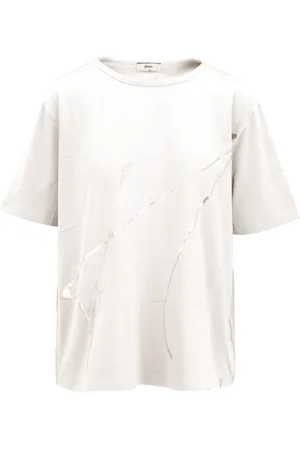 HERNO Top, Herre, Hvid, M, Bomuld, Grafisk Print Crewneck T-Shirt