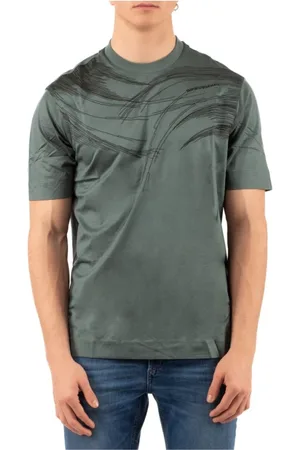 Emporio Armani Top, Herre, Grøn, 2XL, Uld, Stilfuld T-shirt til mænd