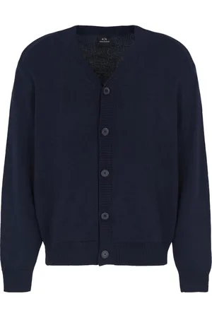 Armani Exchange Strik, Herre, Blå, XL, Bomuld, Cardigan Sweater