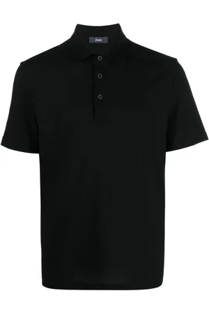 HERNO Top, Herre, Sort, M, Bomuld, Sort poloshirt