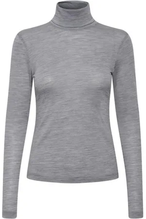 Gestuz Strik, Dame, Grå, S, Uld, Grå Melange Uld Rollneck Turtleneck