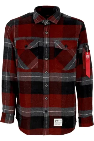Alpha Industries Skjorte, Herre, Flerfarvet, L, Flannel Skjorte Sort Grå