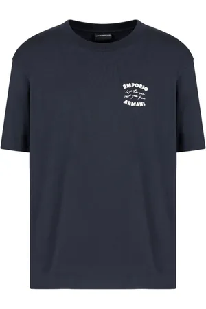 Emporio Armani Top, Herre, Blå, M, Kortærmet Jersey T-shirt