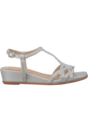 Alma en Pena Sko, Dame, Grå, 40 EU, Mellemlav hælsandal med glitter