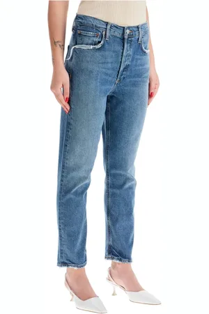 AGOLDE Jeans, Dame, Blå, W26, Uld, Afkortede jeans med slidte kanter