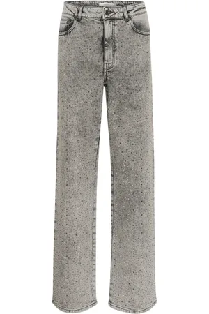 Gestuz Jeans, Dame, Grå, W29, Vintage Grey Wash Wide Leg Jeans