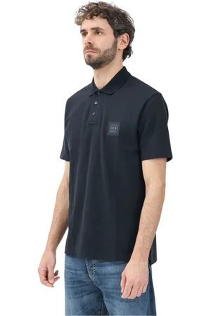 Armani Exchange Top, Herre, Blå, S, Bomuld, Blå kortærmet poloshirt