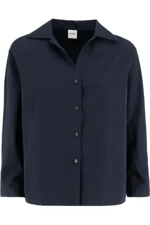 Aspesi Bluser & Skjorter, Dame, Blå, 2XS, Bomuld, Navy Bomuldsbluse med Logo Knapper