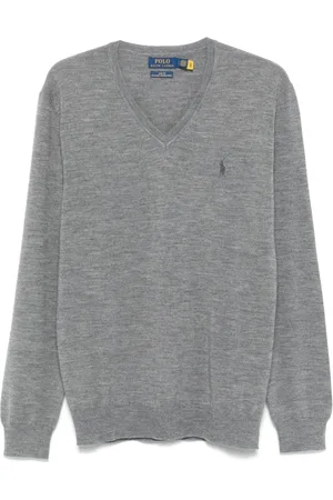 Ralph Lauren Strik, Herre, Grå, S, Uld, V-hals Strik