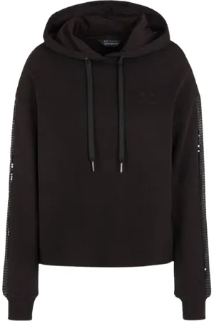 Armani Exchange Sweathshirts & Hoodies, Dame, Sort, XS, Tyl, Sort hættetrøje Aw23 vinterstyle