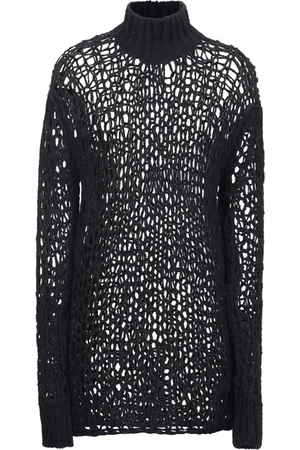 ANN DEMEULEMEESTER Strik, Dame, Sort, XS, Uld, Sort uld-blend turtleneck