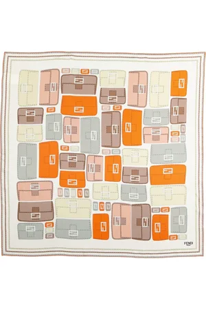 Fendi Tilbehør, Dame, Flerfarvet, ONE SIZE, Silke Baguette Tørklæde Inspireret Grafik