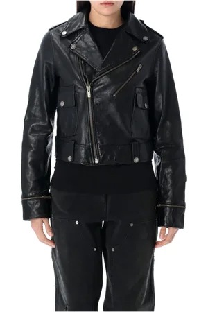 Golden Goose Jakke, Dame, Sort, S, Læder, Læder Biker Jakke Nevada