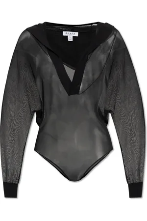 Alaïa Top, Dame, Sort, XS, Transparent Bodystocking med hætte