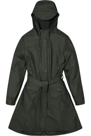 Rains Frakke, Dame, Grøn, XL, Uld, Curve W Trenchcoat