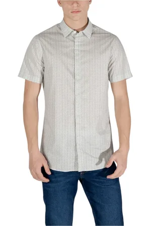 Armani Exchange Skjorte, Herre, , XL, Bomuld, Skjorte med geometrisk mønster, korte ærmer og klassisk krave