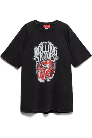 ANIYE BY Top, Dame, Sort, M, Bomuld, Vintage Rolling Stones Logo T-shirt i bomuld