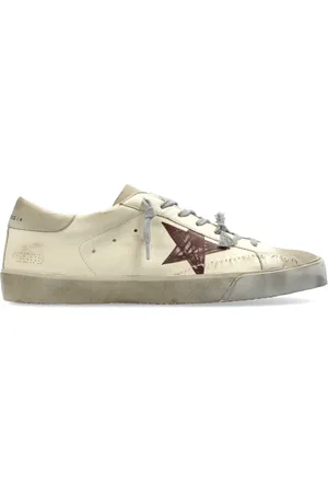 Golden Goose Sko, Herre, , 41 EU, Læder, Super-Star Sneakers med Listetrykt Stjernebroderi