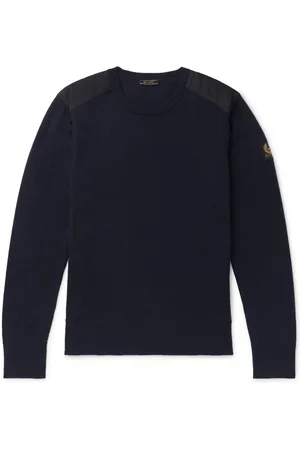Belstaff Sweathshirts & Hoodies, Herre, Blå, XL, Uld, Kerrigan Crew Neck Jumper