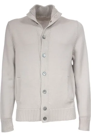 Gran Sasso Strik, Herre, Grå, 2XL, Uld, Ribstrikket uldcardigan med knapper foran