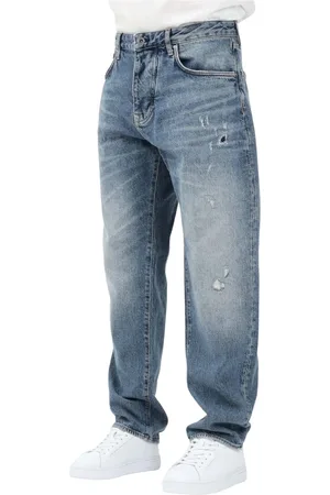 Armani Exchange Jeans, Herre, Blå, W36, Læder, Vintage Loose Tapered Fit Jeans