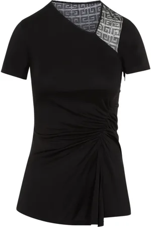 Givenchy Top, Dame, Sort, XS, Asymmetrisk V-hals T-shirt