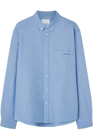Isabel Marant Skjorte, Herre, Blå, XL, Uld, Blå Logo Mini Skjorte