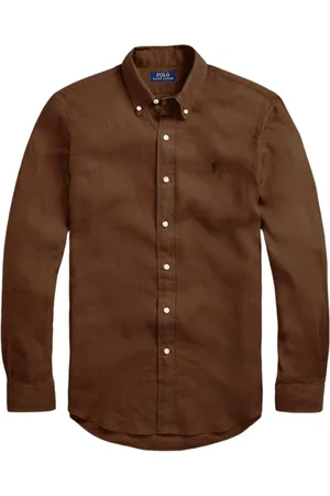 Ralph Lauren Skjorte, Herre, Brun, M, Uld, Linen Skjorte Brun Stilfuldt Valg