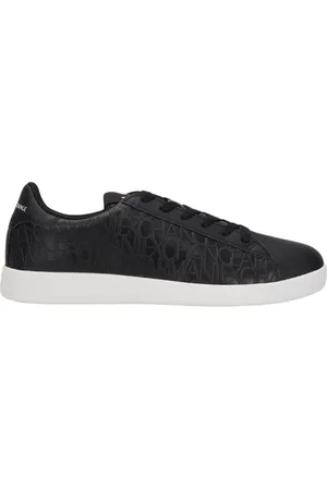 Armani Exchange Sko, Herre, Sort, 44 1/2 EU, Læder, Sneakers i Kunstlæder med Prægtryk af Logo