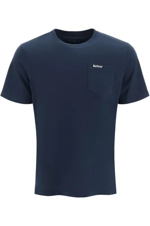 Barbour Top, Herre, Blå, XL, Bomuld, Klassisk T-shirt med brystlomme