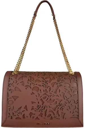 BALDININI Taske, Dame, Brun, ONE SIZE, Læder, Floral Læder Crossbody Taske