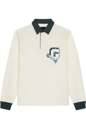 Givenchy Top, Herre, Hvid, M, Bomuld, Hvid bomulds polo shirt med G patch