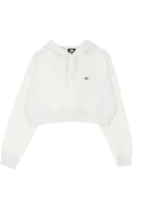 Dickies Sweathshirts & Hoodies, Dame, , S, Bomuld, Ecru Cropped Hoodie med Snøring
