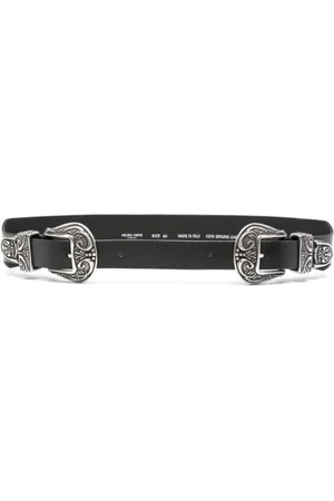 Golden Goose Tilbehør, Dame, Sort, 80 CM, Læder, Double Buckle Vasket Læderbælte
