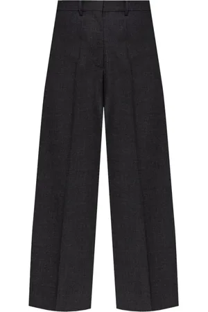Givenchy Bukser, Dame, Grå, XS, Uld, Grå Uldne Bukser med Brede Ben