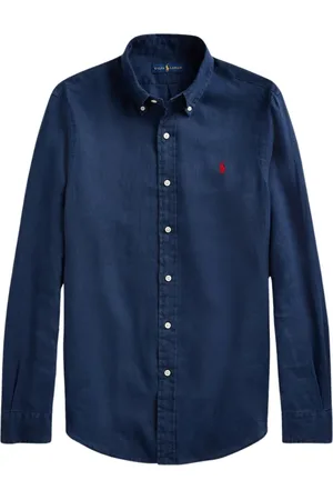 Ralph Lauren Skjorte, Herre, Blå, 2XL, Linned, Langærmet sportsskjorte