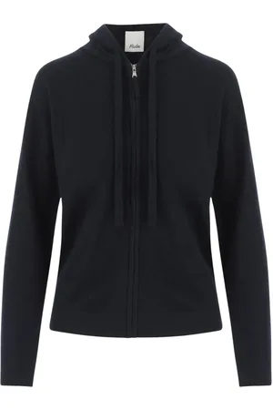 Allude Sweathshirts & Hoodies, Dame, Blå, XS, Uld, Uld-Cashmere hættetrøje med lynlås