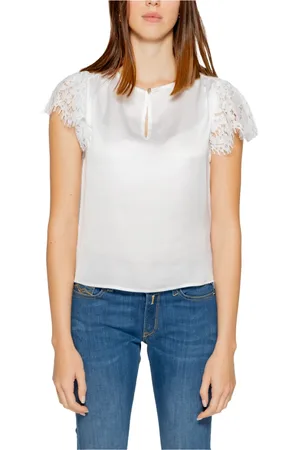 Guess Bluser & Skjorter, Dame, Hvid, XS, Polyester, Hvid striktrøje med knaplukning