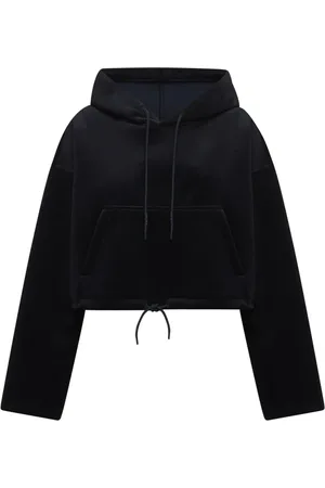 Golden Goose Sweathshirts & Hoodies, Dame, Blå, M, Bomuld, Stud-besat sort hættetrøje med kængurulomme