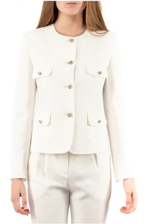 Max Mara Jakke, Dame, Hvid, S, Elegant Studio Jakke
