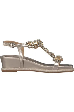 Alma en Pena Sko, Dame, Gul, 40 EU, Kiletype sandal strass