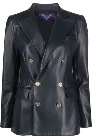 Ralph Lauren Jakke, Dame, Blå, S, Læder, Camden Lined Jakke