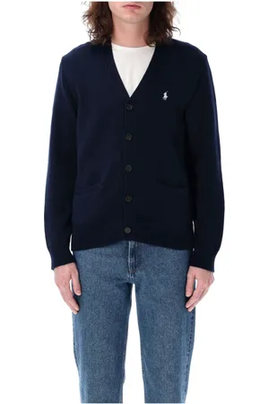 Ralph Lauren Strik, Herre, Blå, XL, Bomuld, V-Neck Cardigan