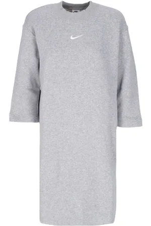 Nike Kjole, Dame, Grå, S, Bomuld, Phoenix Fleece Oversized Kjole med Lange Ærmer
