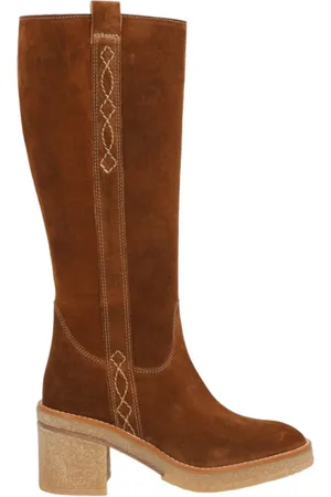 Alpe Sko, Dame, Brun, 39 EU, Dame støvler i casual camel-farvet ruskind