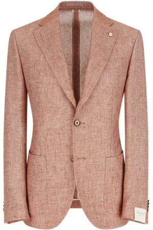 Lubiam Jakke, Herre, Brun, M, Bomuld, Bomuld Linned Blazer Mursten Rød Regular Fit